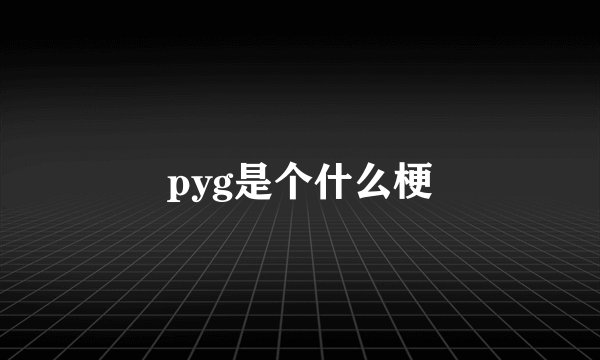 pyg是个什么梗