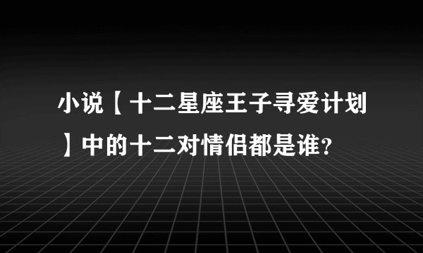 小说【十二星座王子寻爱计划】中的十二对情侣都是谁？