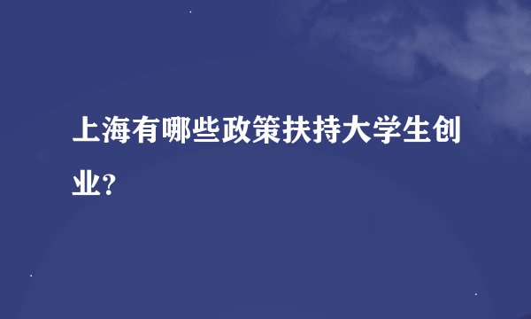 上海有哪些政策扶持大学生创业？