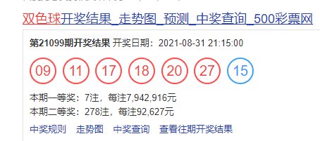 双色球2021081期开奖号码是多少？