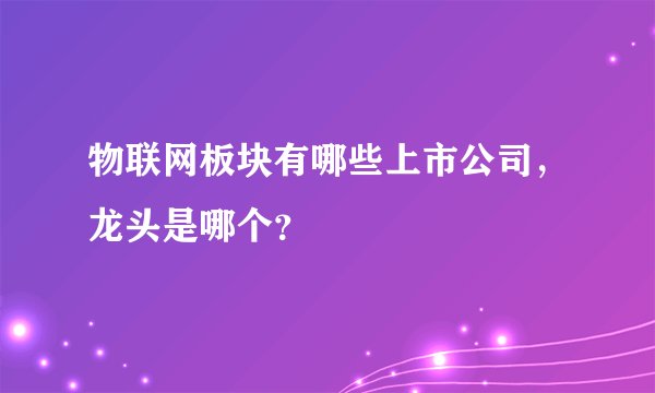 物联网板块有哪些上市公司，龙头是哪个？