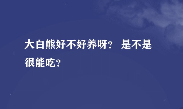 大白熊好不好养呀？ 是不是很能吃？