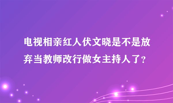 电视相亲红人伏文晓是不是放弃当教师改行做女主持人了？