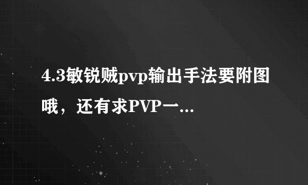 4.3敏锐贼pvp输出手法要附图哦，还有求PVP一套完整的宏